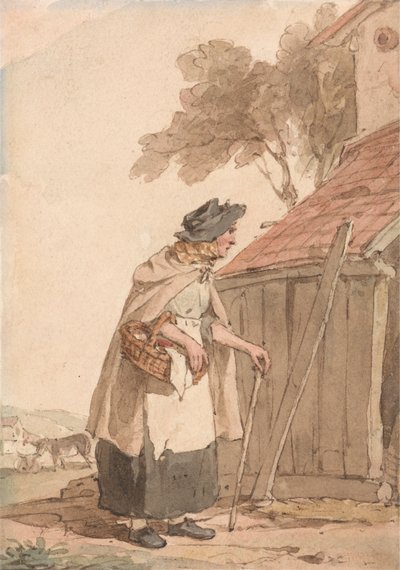 Stara kobieta niosąca kosz autorstwa John Augustus Atkinson