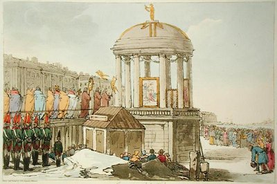 Konsekracja wód, sztychowana przez artystę, wydana 1804 (kolor lito) autorstwa John Augustus Atkinson