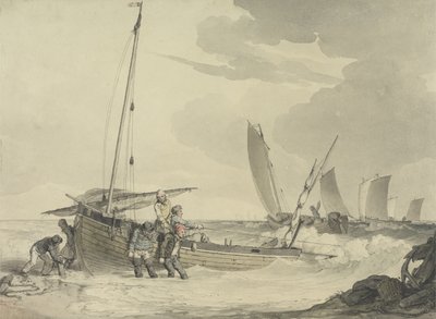 Rybak wypływający w morze, ok. 1810 (wc z piórem i atramentem na papierze) autorstwa John Augustus Atkinson