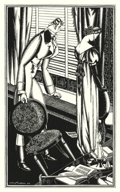 Ilustracja do Don Juana autorstwa Lorda Byrona: Don Jose i jego pani pokłócili się, dlaczego? (lito) autorstwa John Austen