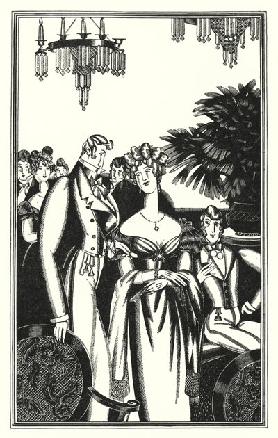Ilustracja do Don Juana autorstwa Lorda Byrona: Juan został przyjęty do najlepszego towarzystwa (lito) autorstwa John Austen