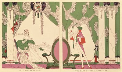 Śpiąca królewna, ilustracja z „Opowieści minionych czasów” Charlesa Perraulta (1628-1703) 1922 (kolor lito) autorstwa John Austen