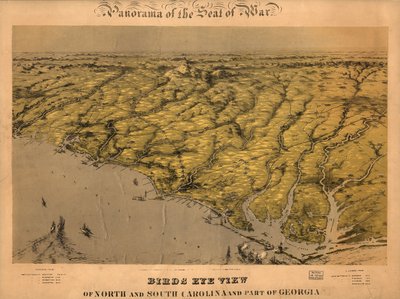 Widok z lotu ptaka na Karolinę Północną i Południową oraz część Georgii. LOC 99447447 autorstwa John Bachmann