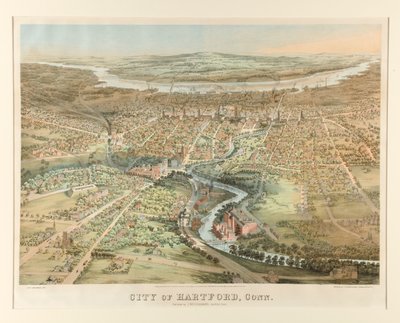 Miasto Hartford, Connecticut. autorstwa John Bachmann