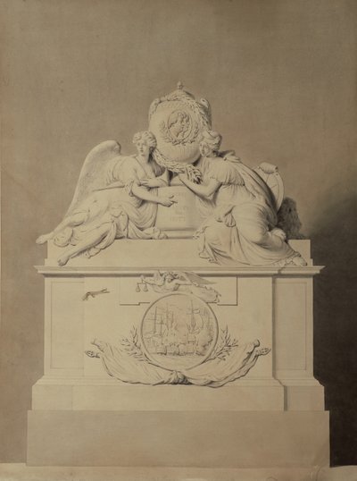 Projekt pomnika kapitanów Harveya i Hutta w opactwie westminsterskim, ok. 1804 r. autorstwa John Bacon
