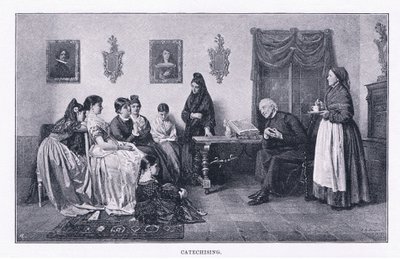 Katechizacja, z The Magazine of Art 1893, Cassell and Company autorstwa John Bagnold Burgess