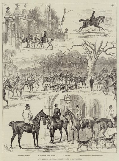 Spotkanie trawników psów gończych z West Norfolk w Sandringham autorstwa John Bagnold Burgess
