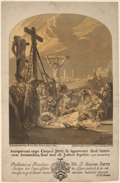 Zejście z krzyża autorstwa John Baptist Jackson, after Rembrandt van Rijn