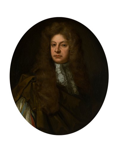 Portret połówkowy Adama Urquharta z koronkowym żabotem (olej na płótnie) autorstwa John Baptist de (circle of) Medina