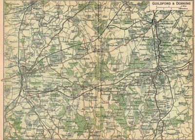 Guildford i Dorking, XX wiek autorstwa John Bartholomew