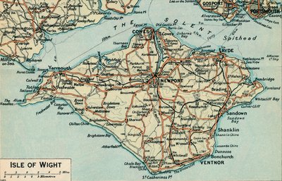 Wyspa Wight., c. XX w. autorstwa John Bartholomew