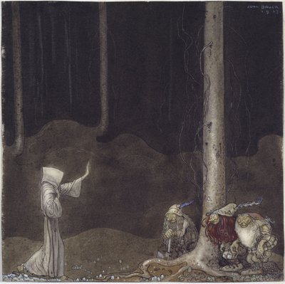 Frere Martin et les trois trols - Brat Martin i trzy trolle, autorstwa Bauera, Johna (1882-1918). Akwarela na papierze autorstwa John Bauer