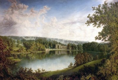 Opactwo Newstead, Nottinghamshire, z Upper Lake, 1866 autorstwa John Bell