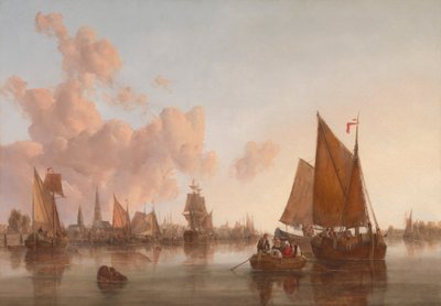 Żaglówki i barki na holenderskim (?) ujściu rzeki autorstwa John Berney Crome
