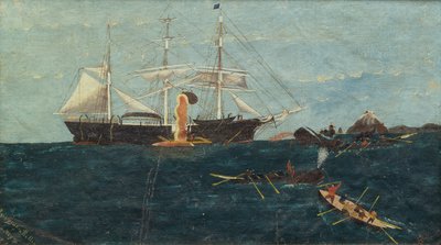 Bark Bounding Billow, ok. 1892 (olej na płótnie) autorstwa John Bertoncini