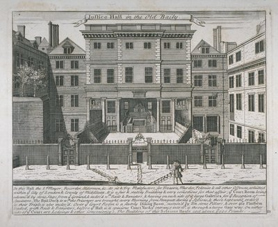 Widok na salę rozpraw, Old Bailey, ok. 1740 r. autorstwa John Bowles