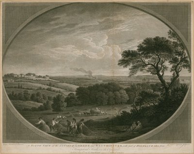 Widok z północy na miasta Londyn i Westminster z częścią Highgate autorstwa John Boydell
