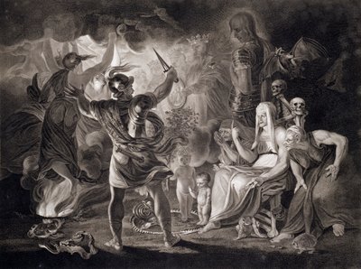 Makbet, trzy czarownice i Hekate, 1805 autorstwa John Boydell