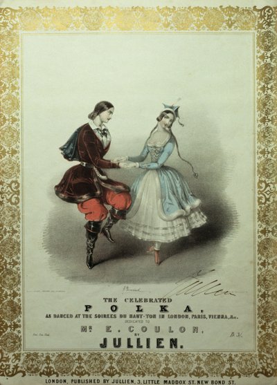 Polka celebrowana, karta pieśni, 1840 (kolor lito) autorstwa John Brandard