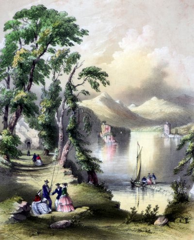 Jezioro Killarney z ruinami opactwa Innisfallen, Irlandia, XIX wiek. autorstwa John Brandard