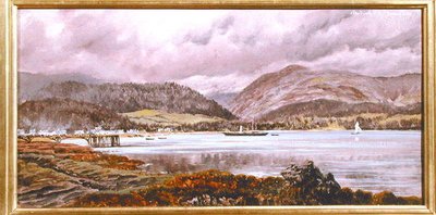 Brodick Pier, 20 sierpnia 1886 (olej na płótnie) autorstwa John Brett