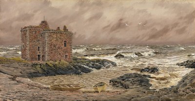 Południowo-wschodnia wichura na zamku Portencross, 1886 autorstwa John Brett