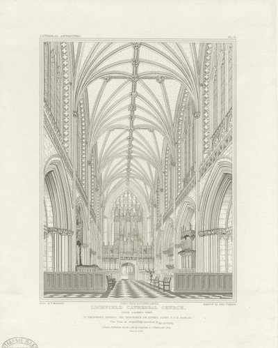 Wnętrze katedry w Lichfield - Chór: rycina, bd [ok. 1820] (druk) autorstwa John Britton
