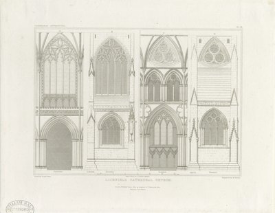Wnętrze katedry w Lichfield - Nawa i chór: rycina, bd [c 1819] (druk) autorstwa John Britton
