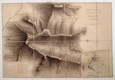 Szkic obiektów wzniesionych przez Francuzów na wzgórzu Richmond w Grenadzie autorstwa John Brown
