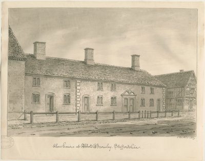 Opaci Bromley Almshouses: sepia rysunek autorstwa John Buckler