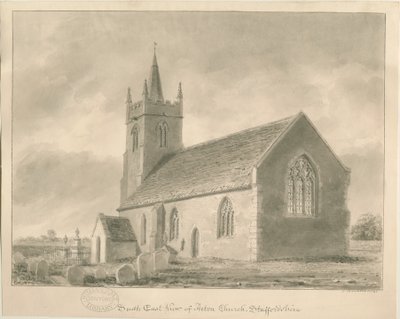 Kościół Acton Trussell: rysunek w sepii, 1841 autorstwa John Buckler