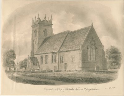 Kościół Adbaston: rysunek w sepii, 1843 autorstwa John Buckler