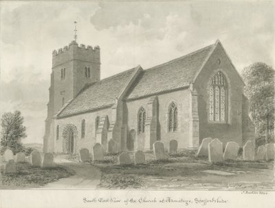 Kościół Armitage: rysunek w sepii, 1844 autorstwa John Buckler