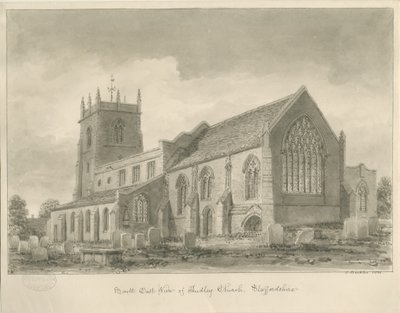 Kościół Audley: rysunek w sepii, 1840 autorstwa John Buckler