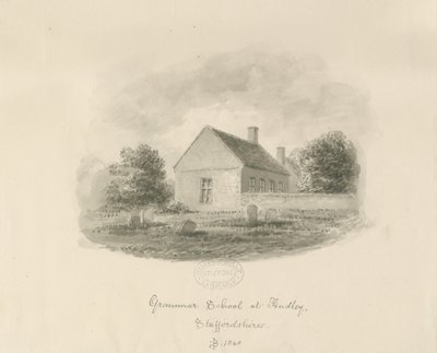 Audley Grammar School: rysunek w sepii autorstwa John Buckler