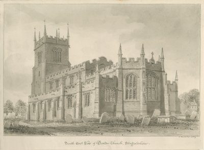 Barton pod Needwood Church: rysunek w sepii autorstwa John Buckler