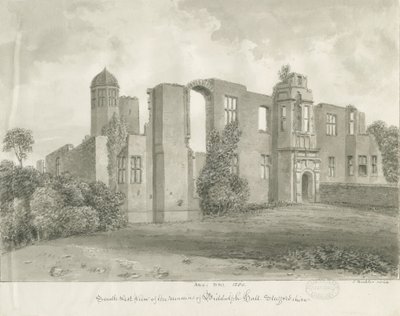 Biddulph Hall (stary): rysunek w sepii autorstwa John Buckler