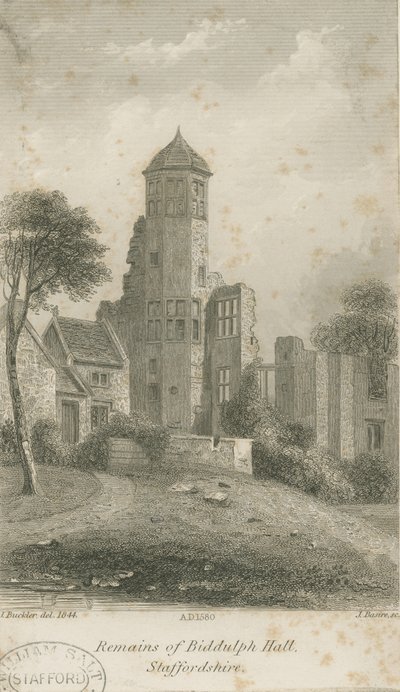 Biddulph Hall (stary): grawerowanie stali autorstwa John Buckler