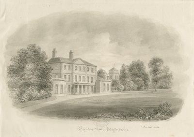 Bishton Hall: rysunek w sepii autorstwa John Buckler