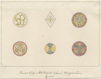 Kościół w Blithfield - malowane szkło: rysunki ołówkiem, 1823 autorstwa John Buckler