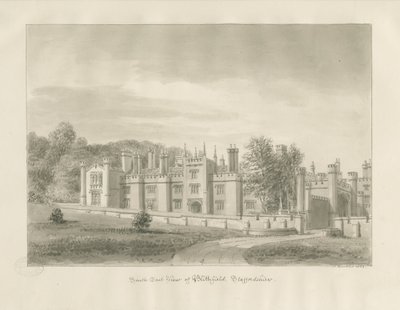 Sala Blithfield: rysunek w sepii, 1823 autorstwa John Buckler