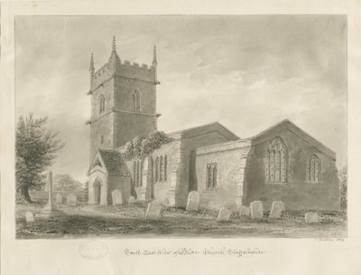 Blore Church: rysunek w sepii, 1839 autorstwa John Buckler