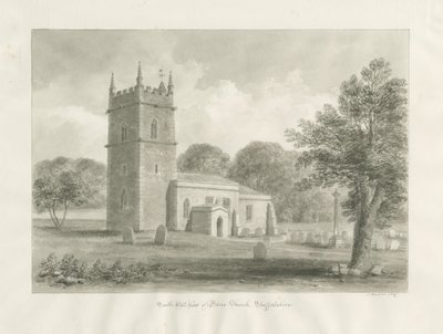 Blore Church: rysunek w sepii, 1847 autorstwa John Buckler