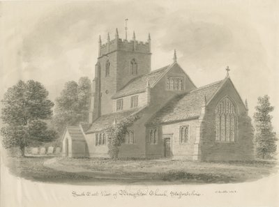 Kościół Broughton: rysunek w sepii, 1843 autorstwa John Buckler