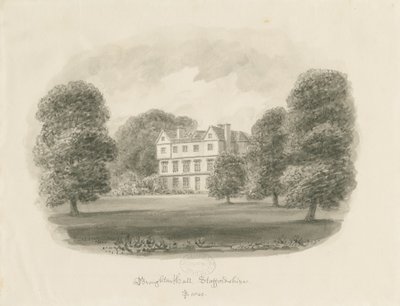 Broughton Hall: rysunek w sepii autorstwa John Buckler