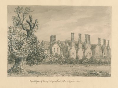 Buckinghamshire - Chenies Hall: rysunek w sepii, 1824 autorstwa John Buckler