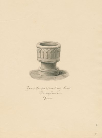 Buckinghamshire - Drayton Beauchamp Church: rysunek w sepii, 1838 autorstwa John Buckler