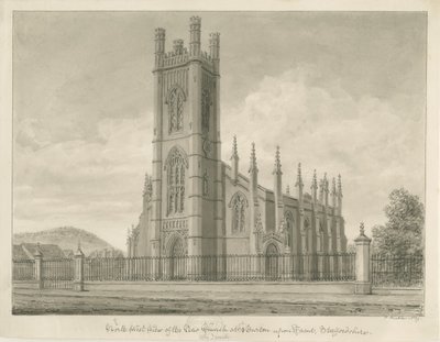 Burton-upon-Trent - Kościół Świętej Trójcy: rysunek w sepii, 1839 autorstwa John Buckler