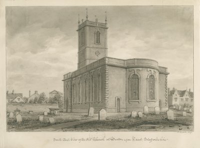 Burton-upon-Trent - Stary Kościół: rysunek w sepii autorstwa John Buckler
