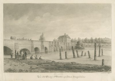 Burton-upon-Trent Bridge and Town: rysunek w sepii, 1839 autorstwa John Buckler